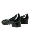 Black Patent Leather Block Heels Pumps Shoes - Image 4