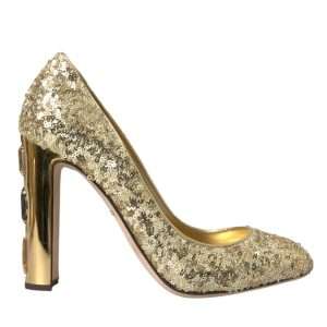 Gold Sequin Crystal Heels Pumps Shoes