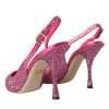 Pink Slingbacks Crystal Pumps Shoes - Image 4