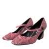 Pink Python Leather Mary Jane Heels Shoes - Image 3