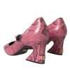 Pink Python Leather Mary Jane Heels Shoes - Image 4