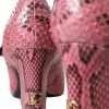Pink Python Leather Mary Jane Heels Shoes - Image 7