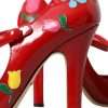 Red Leather Embellished Mary Jane Pumps Heels Shoes - Image 8