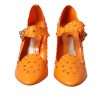 Orange CINDERELLA Floral Crystal Pumps Shoes - Image 2