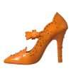 Orange CINDERELLA Floral Crystal Pumps Shoes - Image 5