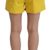 Yellow Cotton High Waist Baggy Women Hotpants Shorts - Image 3
