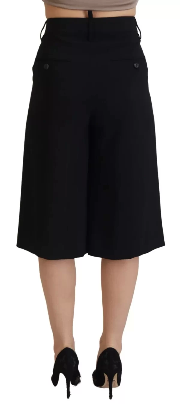 Black High Waist Wide Leg Cropped Trouser Pants - Image 2