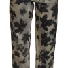 Beige Leaves Cotton High Waist Denim Jeans Boston - Image 4
