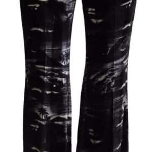 Black Printed High Waist Super Flare Pants