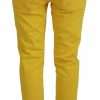 Yellow Cotton Low Waist Crop Denim Cool Girl Jeans - Image 4