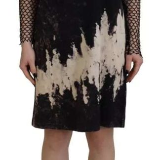 Black Tie Dye Mesh Long Sleeves Cotton Shift Dress