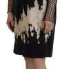 Black Tie Dye Mesh Long Sleeves Cotton Shift Dress - Image 3