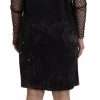 Black Tie Dye Mesh Long Sleeves Cotton Shift Dress - Image 4