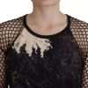 Black Tie Dye Mesh Long Sleeves Cotton Shift Dress - Image 5