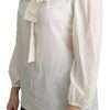 Off White Scarfneck Long Sleeves Blouse Silk Top - Image 5