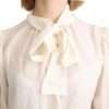 Off White Scarfneck Long Sleeves Blouse Silk Top - Image 6