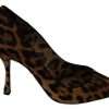 Brown Leopard Pony Hair Heels Pumps Shoes - Image 2