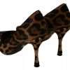 Brown Leopard Pony Hair Heels Pumps Shoes - Image 3