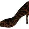 Brown Leopard Pony Hair Heels Pumps Shoes - Image 8