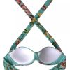 Mint Green Floral Print Beachwear Bikini Top - Image 2