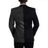 Black Silver Silk Single Breasted Coat Blazer - Image 4