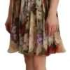 Beige Floral Sleeveless Round Neck Mini Dress - Image 5