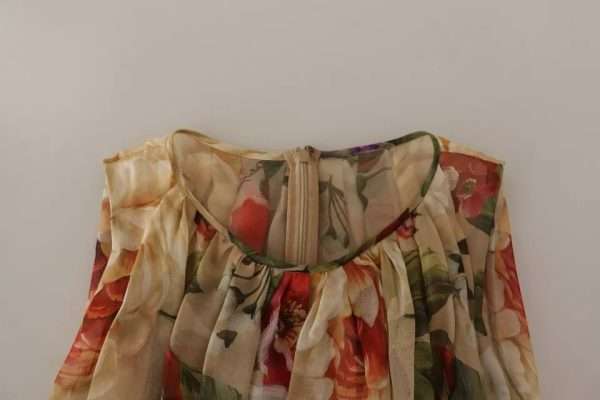 Beige Floral Sleeveless Round Neck Mini Dress - Image 7