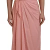 Pink Silk Stretch Strapless Sheath Midi Dress - Image 2