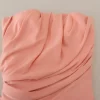Pink Silk Stretch Strapless Sheath Midi Dress - Image 7