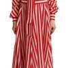 White Red Silk A-Line Shift Gown Maxi Dress - Image 2