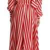 White Red Silk A-Line Shift Gown Maxi Dress - Image 3