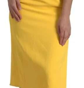 Yellow One Shoulder Side Slit Midi Dress