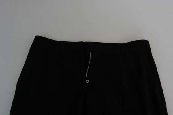 Black Wool Stretch Cropped Capri Trouser Pants - Image 5