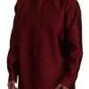 Bordeaux Cotton Long Sleeve Men Formal Shirt - Image 3