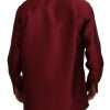 Bordeaux Cotton Long Sleeve Men Formal Shirt - Image 5