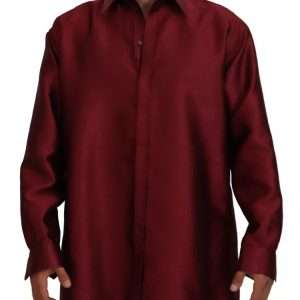 Bordeaux Cotton Long Sleeve Men Formal Shirt