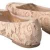 Beige Floral Lace Loafers Flats Shoes - Image 3