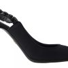 Black Embellished Charmeuse Slingback Heels Shoes - Image 3
