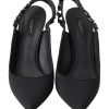 Black Embellished Charmeuse Slingback Heels Shoes - Image 6
