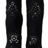 Black Stretch Pumps Boots Floral Lace Shoes - Image 2