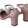 Pink Brocade Crystal Lily Ankle Strap Shoes - Image 2