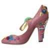 Pink Embellished Fur Mary Jane Pumps Shoes - Image 8