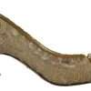 Gold Taormina Lace Crystal Heels Pumps Shoes - Image 5
