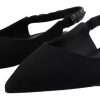 Black Flats Crystal Slingback Charmeuse Shoes - Image 4