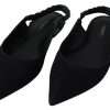 Black Flats Crystal Slingback Charmeuse Shoes - Image 3