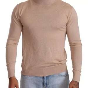 Beige Cashmere Turtleneck Pullover Sweater