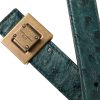 Dark Green Leather Square Metal Buckle Belt - Image 5
