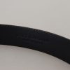 Black Exotic Leather Gold Metal Buckle Belt - Image 7