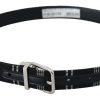 Black White Cotton Metal Silver Buckle Belt - Image 4