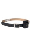Black Leather Airpods Case Silver Buckle Belt - Image 3